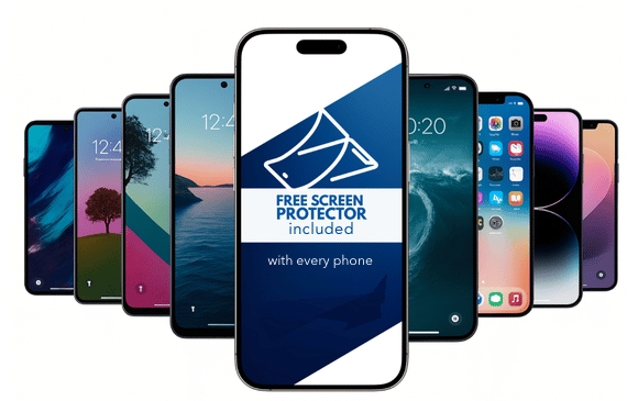 Free screen protector included with every phone